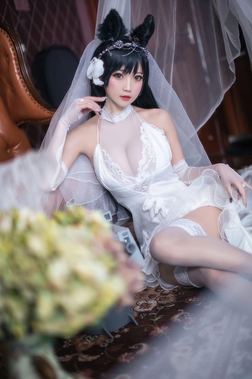 Devil in delicate wedding lace