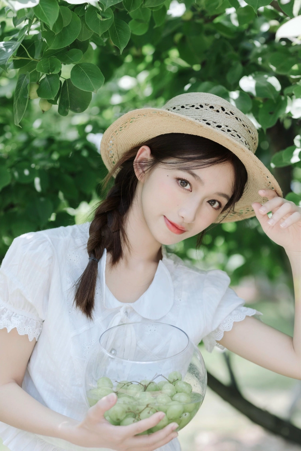 Lin Miaoxin in a serene garden setting