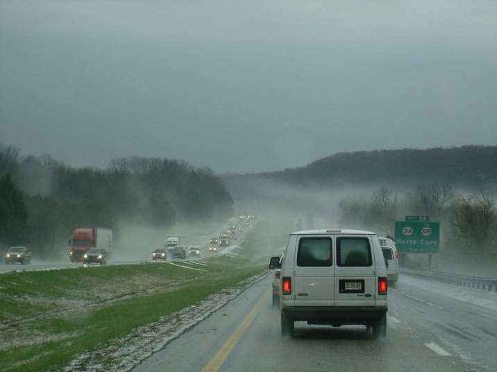A meteorological display showing hail fog