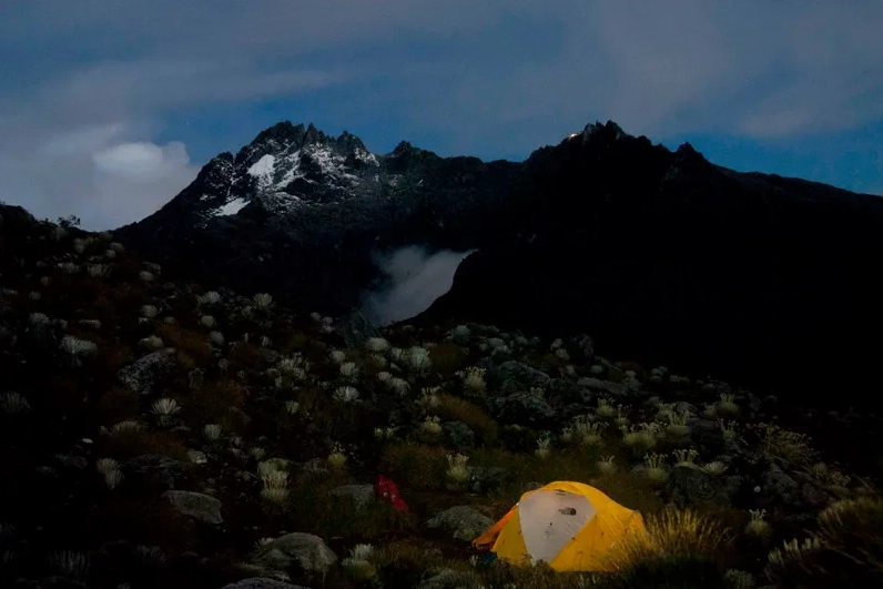 Base camp near Bolívar Peak, Venezuelan Andes.