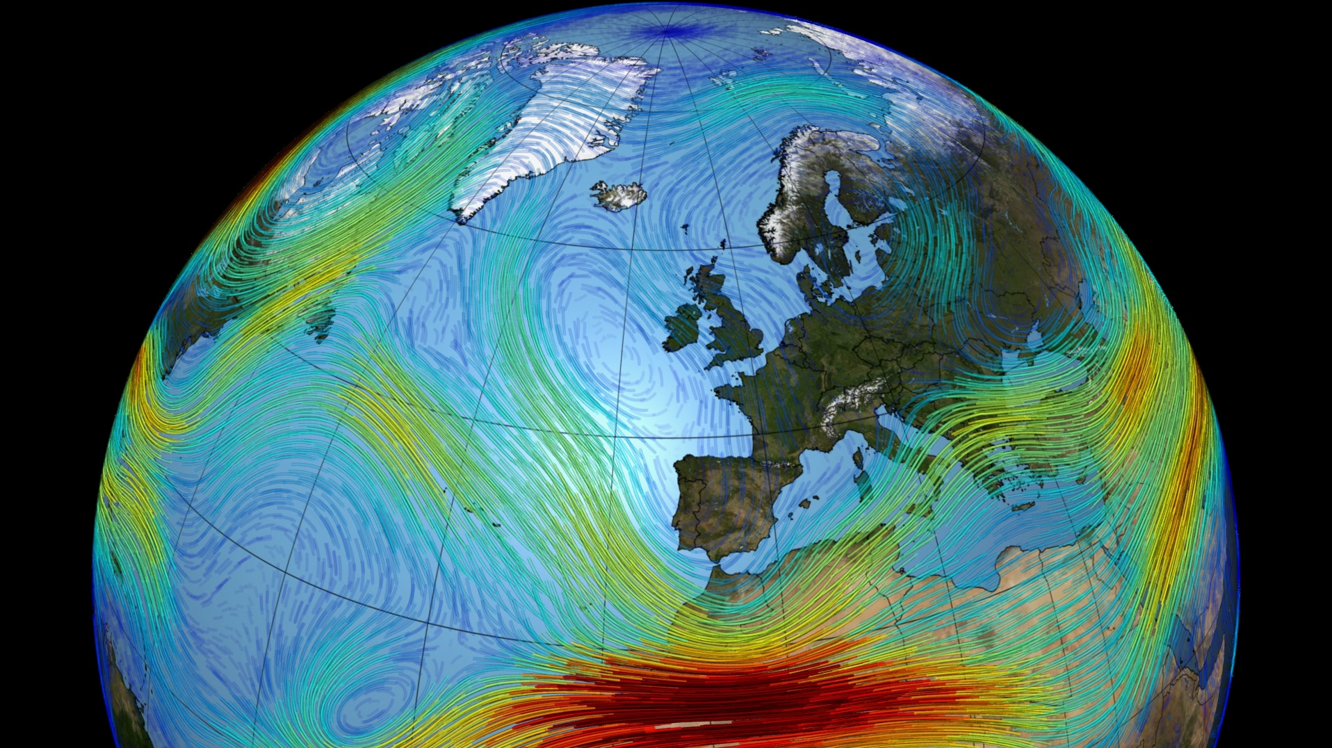 Diagram showing the jet stream over Europe