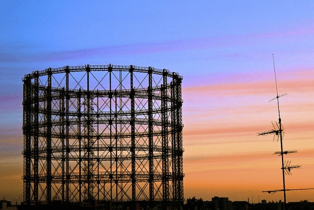 Gasometer, a structure related to gas storage and potential emissions