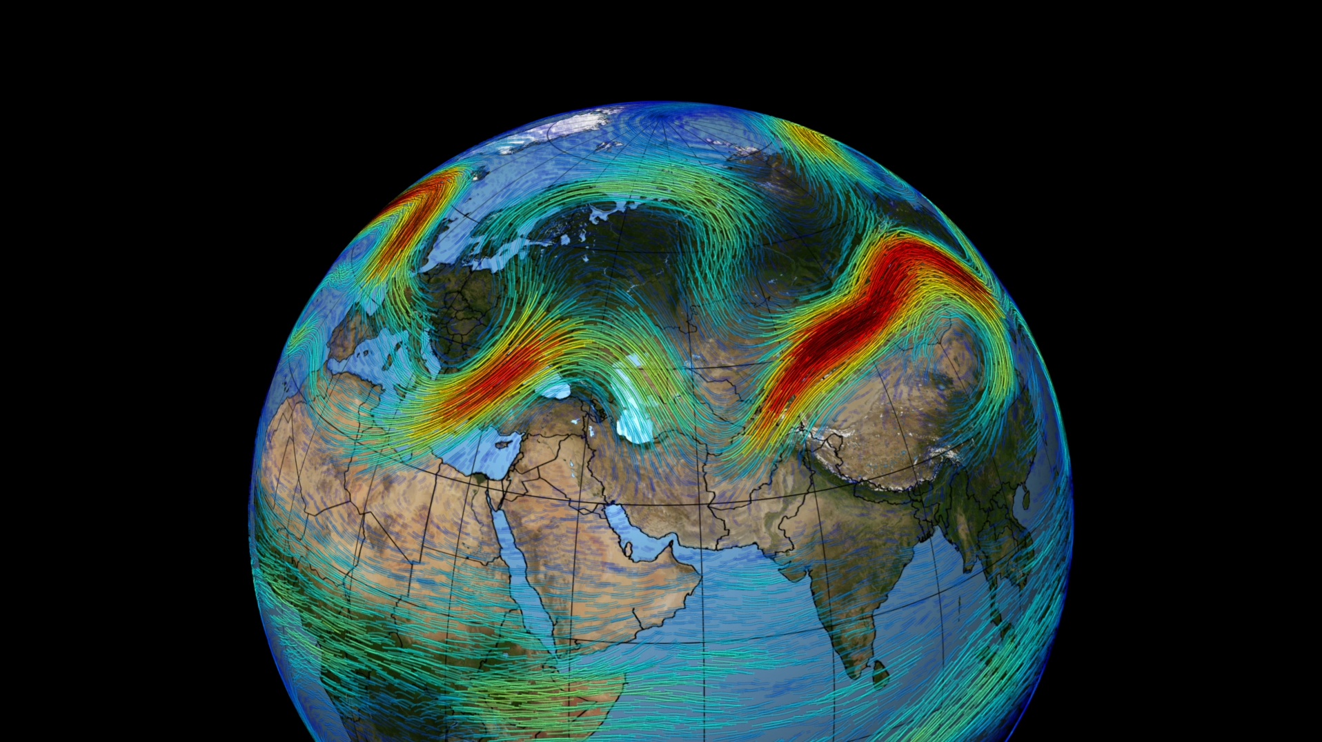 Illustration showing how jet streams influence weather and climate on Earth.