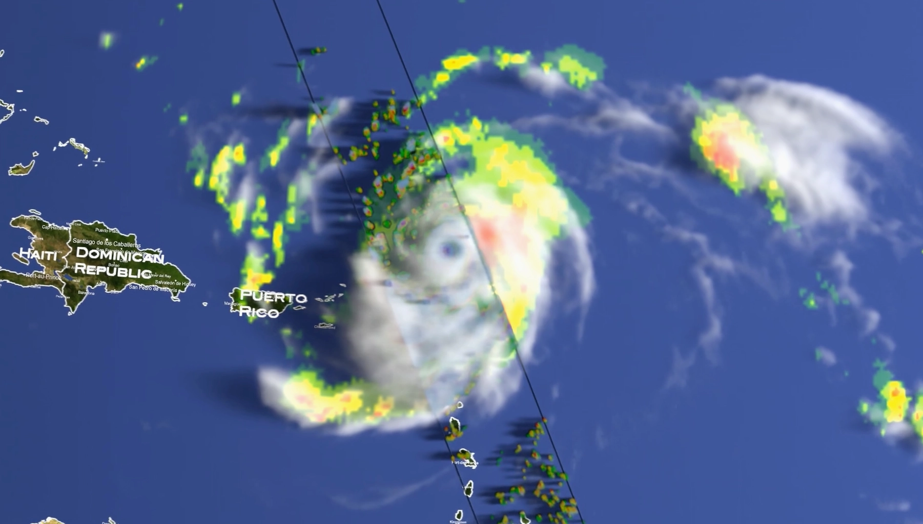 Illustration showing the difference between a hurricane and a typhoon based on geographical location.