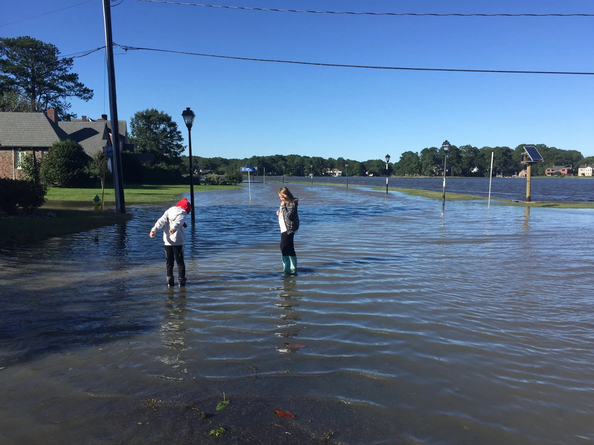 Impact of king tide spring tide on urban environments.