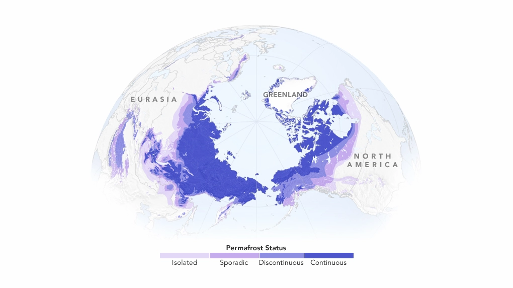 Map illustrating the extent of Arctic permafrost regions.