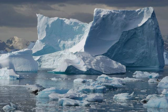 Melting iceberg, a visual indicator of rising global temperatures