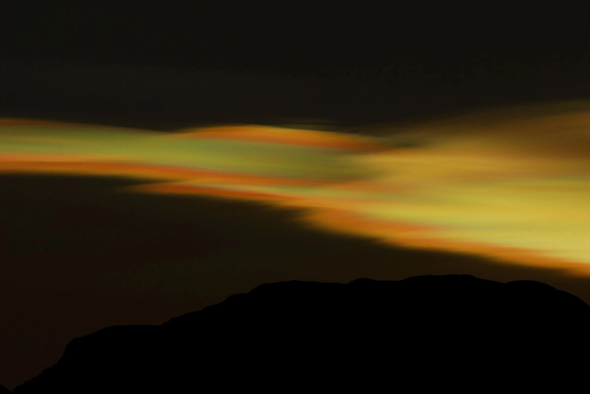 Noctilucent clouds displaying intricate patterns