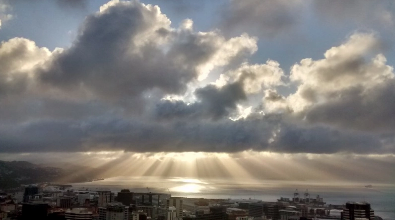 Photo taken by Meteorologist Tom Adams from the roof of the MetService Kelburn office in May 2016.