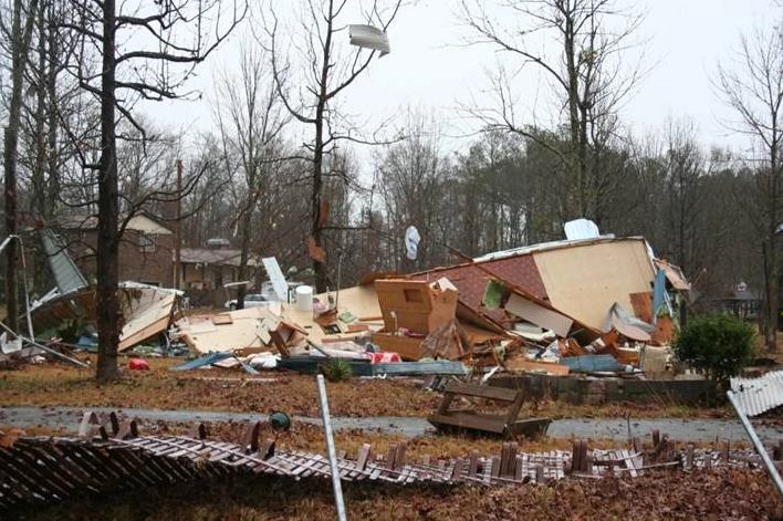 Significant wind damage caused by a microburst event