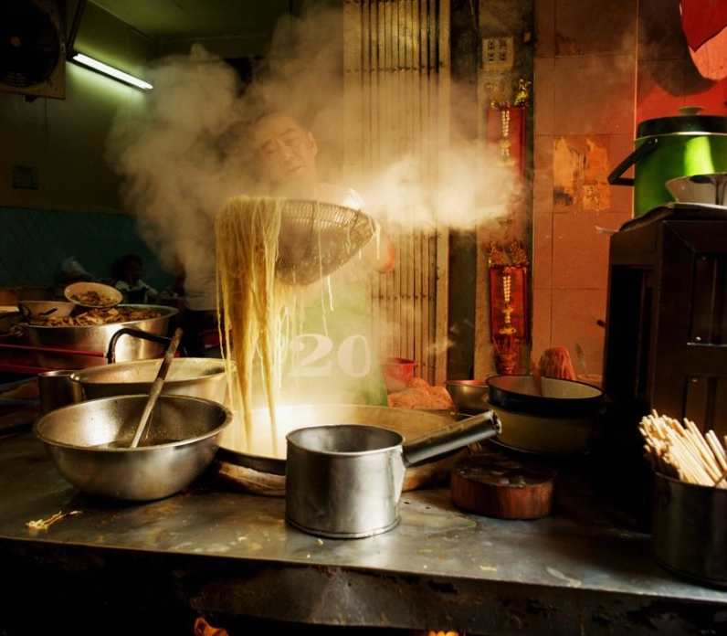 The Process of Evaporation visualized with rising water vapor from a water surface