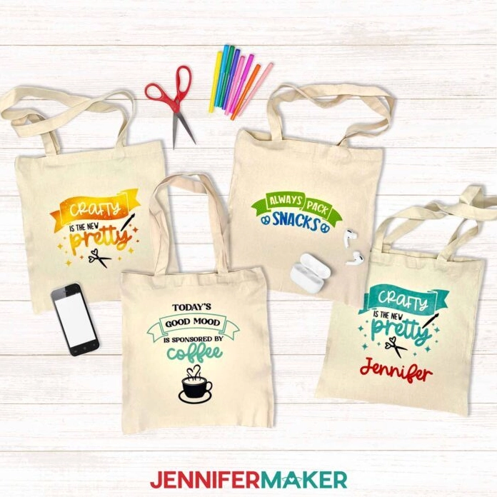 Tote bags with Infusible Ink designs